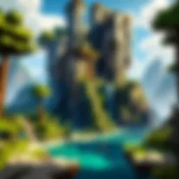 A vibrant landscape showcasing a Minecraft world