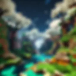 A captivating landscape of a Minecraft survival server showcasing diverse biomes