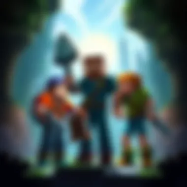 Strategizing Adventure in Minecraft A creative team strategizing for an adventure