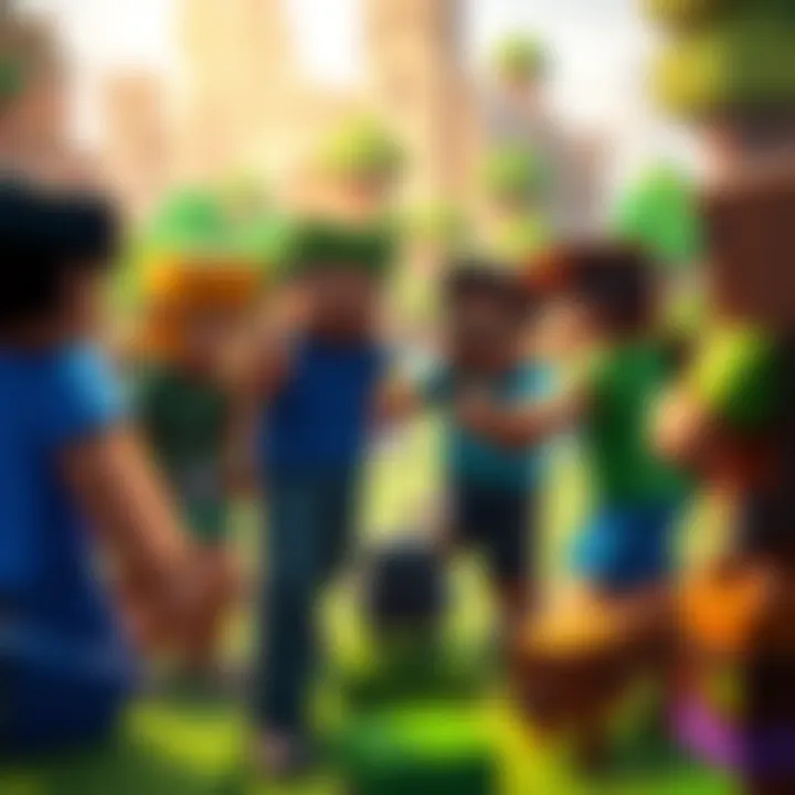 A vibrant Minecraft world showcasing teamwork