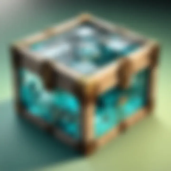 An example of a functional glass craft box in a Minecraft setting.