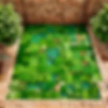 Minecraft Landscape Featuring Green Terra Cotta Tiles A Minecraft landscape showcasing buildings with green terra cotta tiles