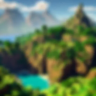 Enhanced Minecraft Landscape A vibrant Minecraft landscape enhanced by mods