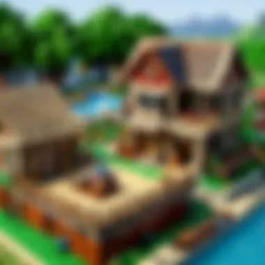 Minecraft LEGO Village Construction An intricate build of a Minecraft village in LEGO bricks