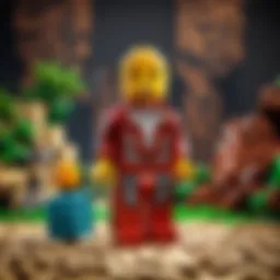 A vibrant scene showcasing LEGO Minifigures exploring a Minecraft landscape.
