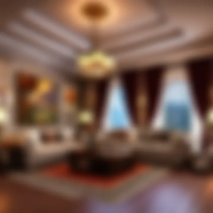 Spacious living room inside a Minecraft mansion with elegant decor