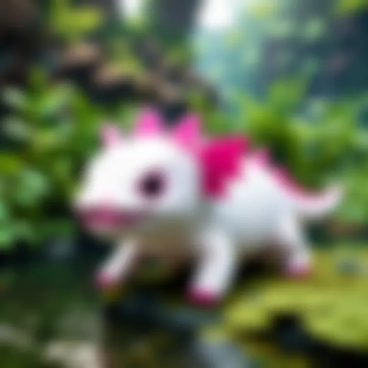 Adorable Axolotl Plush in Minecraft Setting