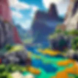 A vibrant Minecraft Bedrock world showcasing diverse biomes