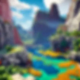 A vibrant Minecraft Bedrock world showcasing diverse biomes