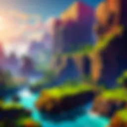 A vibrant Minecraft landscape showcasing a pixelated world