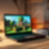 Digital artwork of intricate Minecraft laptop setup