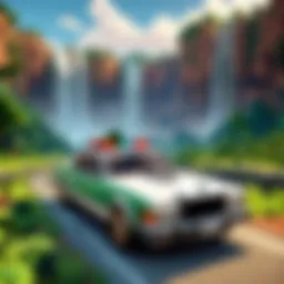 A sleek Minecraft car mod in an expansive landscape