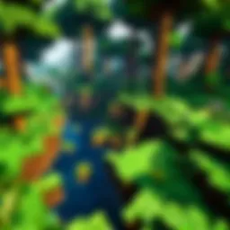 A vibrant landscape showcasing diverse biomes in Minecraft Pocket Edition