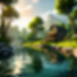 Tranquil River Landscape with Fishing Gear
