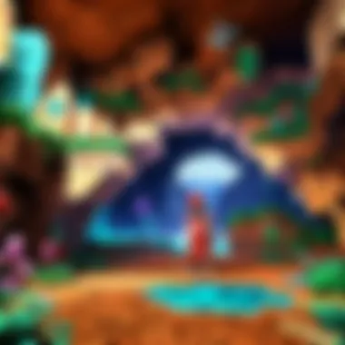 Pixelmon trainer exploring a mysterious cave