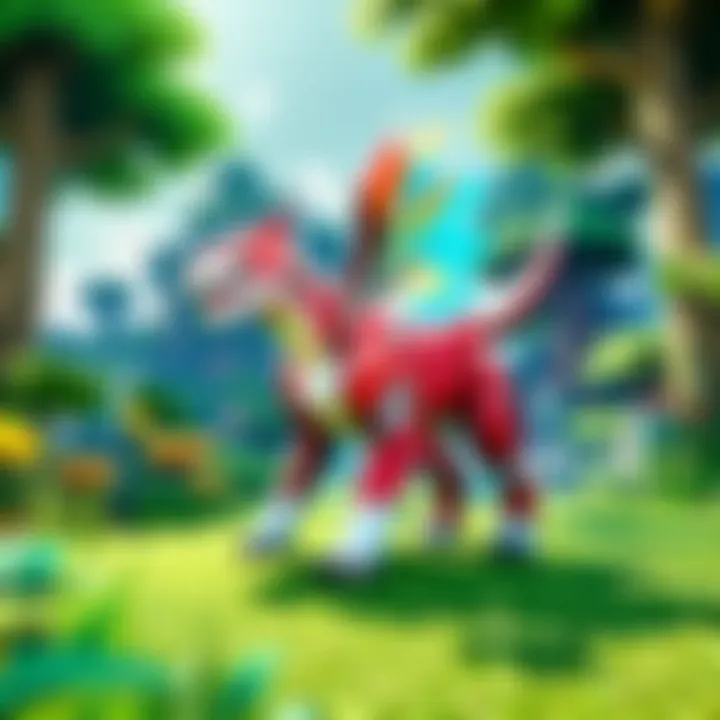 Mystical Pixelmon landscape with vibrant colors