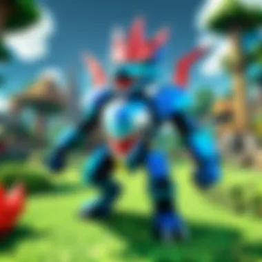 Engaging Pixelmon Battle A group of players engaging in a Pixelmon battle in an online server setting