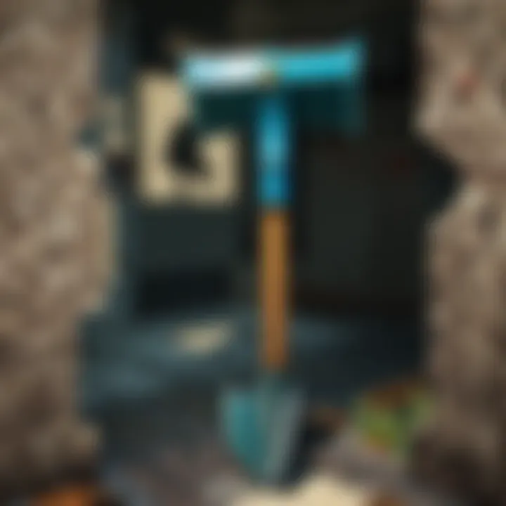 An illustration of various shovel types in Minecraft
