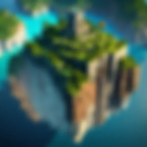 Bird's eye view of a Skyblock island