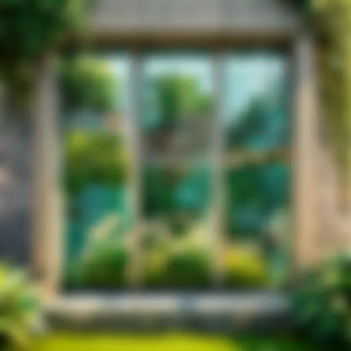 Creative use of small glass window panels in a Minecraft garden
