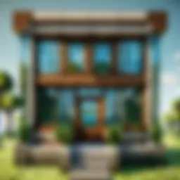 A stunning Minecraft house featuring small glass window panels