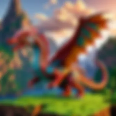 Vibrant Dragon Landscape A vibrant landscape featuring multiple dragon sculptures
