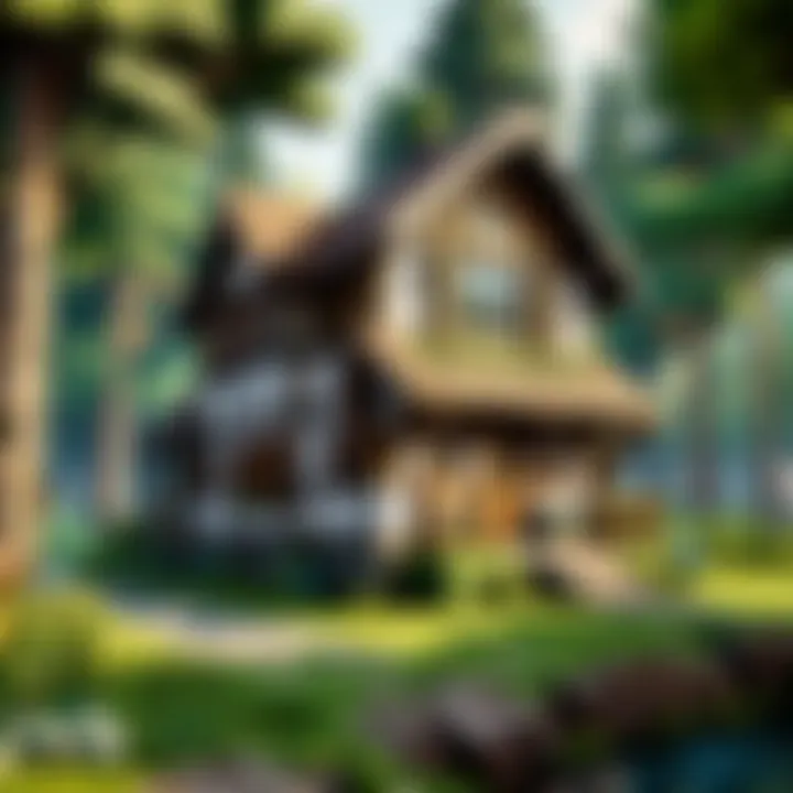 A charming cottage nestled in a lush Minecraft forest, showcasing rustic materials and vibrant flowers.