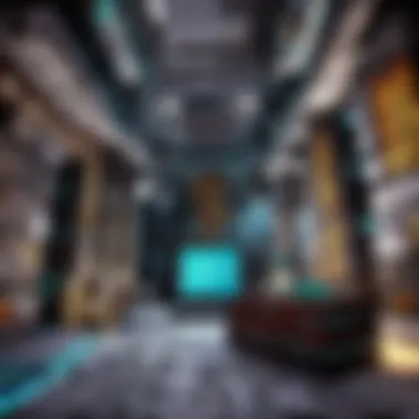 Futuristic Minecraft Server Environments Virtual landscape with futuristic buildings