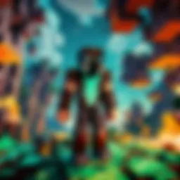 A vibrant gameplay scene from a popular Minecraft server