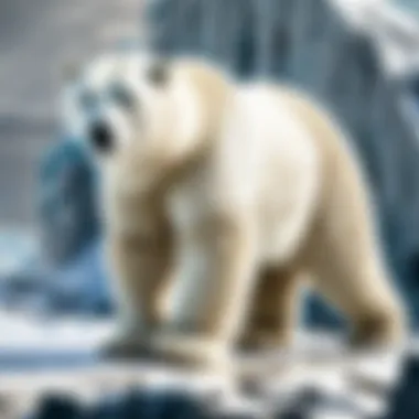 Polar Bear in Its Element An adult polar bear navigating through the icy landscape.