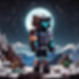 Lunar player character in a Minecraft landscape