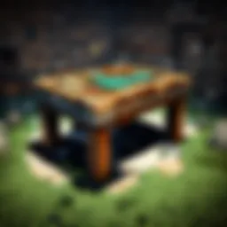 A detailed view of crafting table with various items