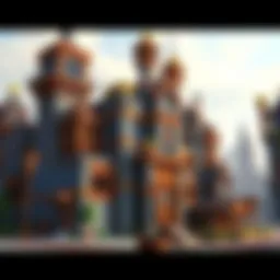 A sprawling Minecraft city built in Creative mode showcasing diverse architecture.