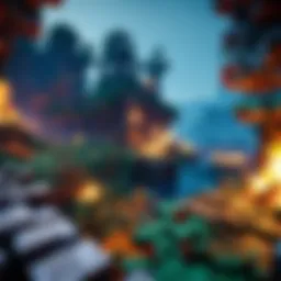 An immersive battlefield in Minecraft showcasing a minigame arena