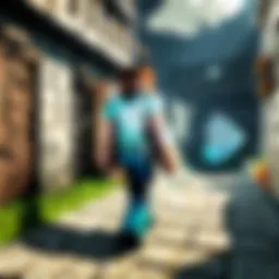 A dramatic scene of a Minecraft prison escape with players strategizing.