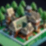 Detailed view of the Lego Minecraft Village Set showcasing various structures