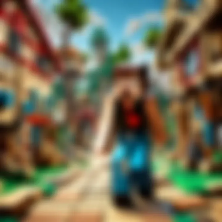 Close-up of Minecraft characters interacting within the Lego set