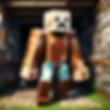 A player gathering resources in Paper Minecraft