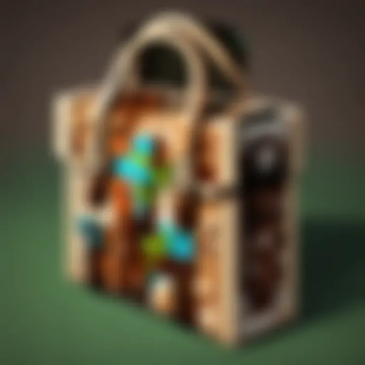 An artistic representation of the aesthetic appeal of Minecraft bags in a gaming setup.