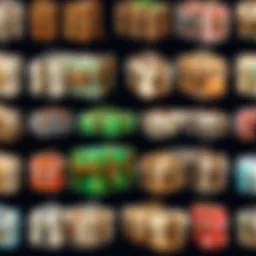 A detailed view of various Minecraft bags showcasing their unique designs.