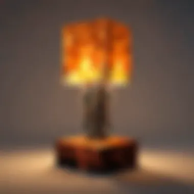 A close-up view of the Minecraft Block Lamp highlighting its unique mechanics and design