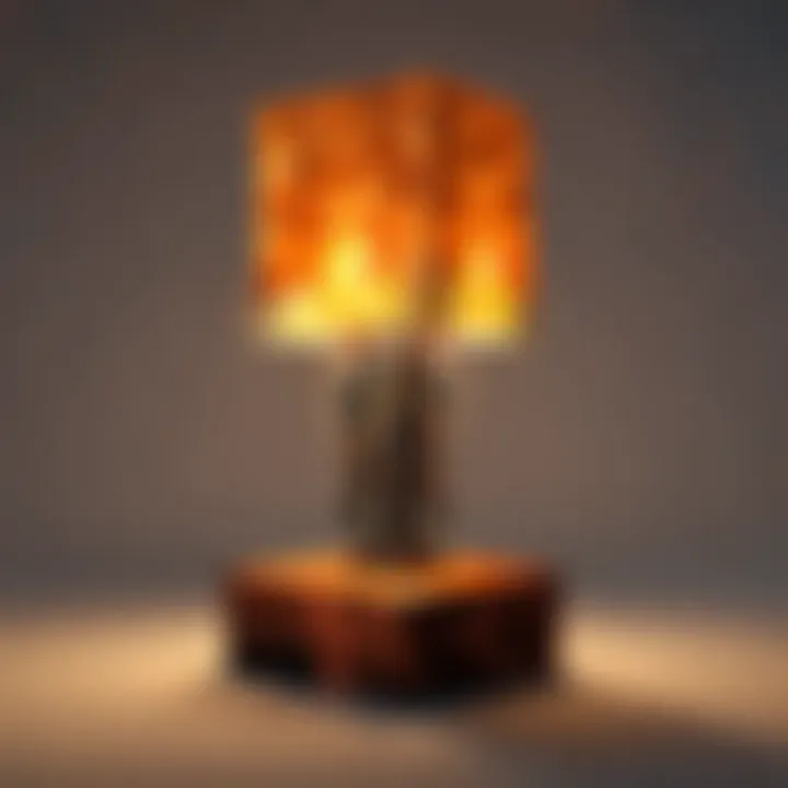 A close-up view of the Minecraft Block Lamp highlighting its unique mechanics and design