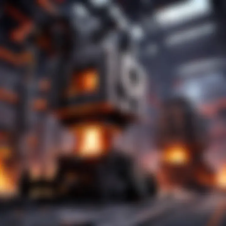 A close-up view of the operational mechanics within a large smelter, highlighting its functionality.