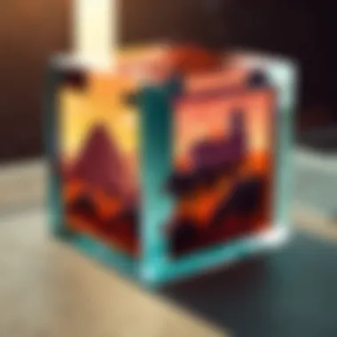 A player experimenting with glass block tinting inside a Minecraft creative environment.