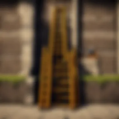 A creative construction using stack ladders in a Minecraft environment