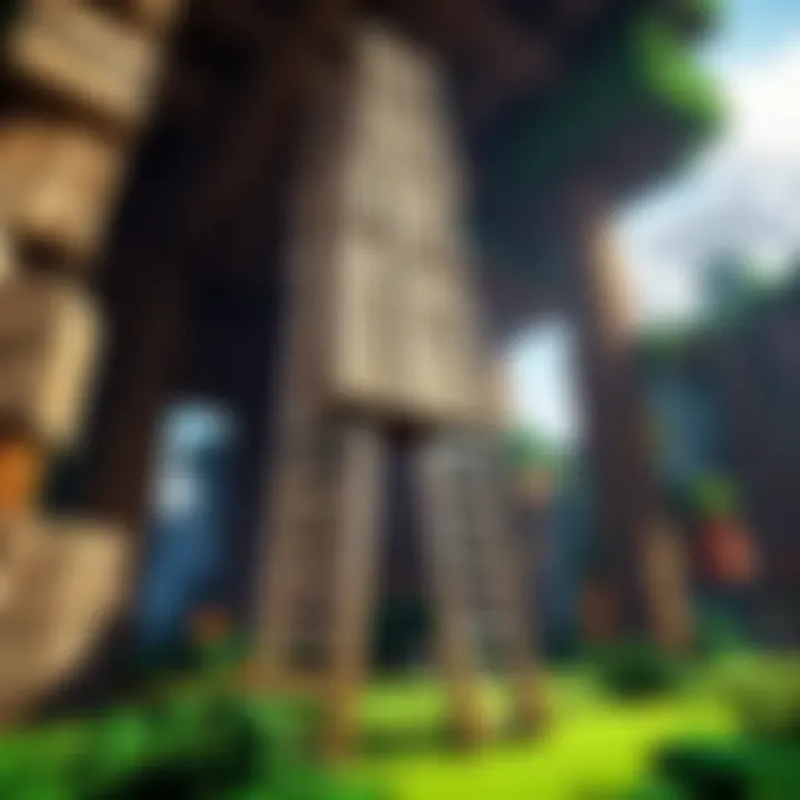 A player navigating a complex structure using stack ladders