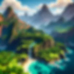 A vibrant Minecraft landscape showcasing diverse biomes