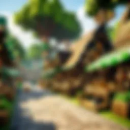 A panoramic view of the Woodland Marketplace, showcasing its vibrant stalls and unique architecture.