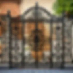 Elegant wrought iron fence with intricate patterns
