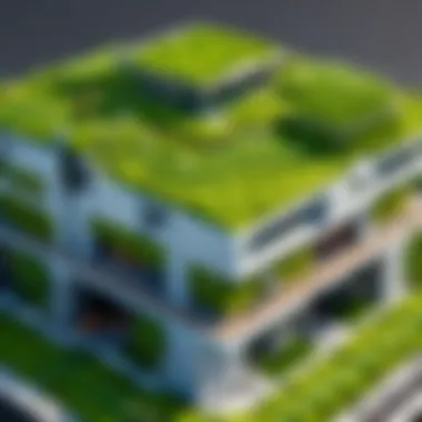 Futuristic green roof with sustainable features